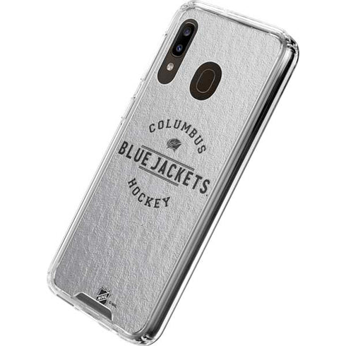 NHL Columbus Blue Jackets Black Text Galaxy A30 Clear Case