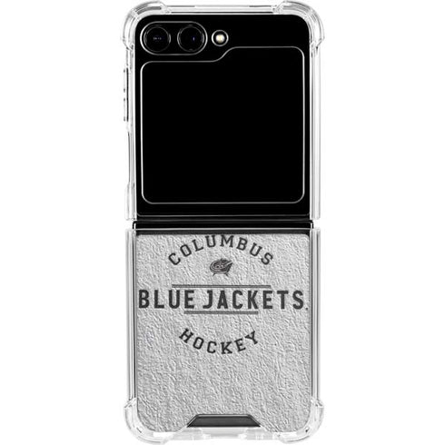 NHL Columbus Blue Jackets Black Text Galaxy Z Flip5 5G Clear Case