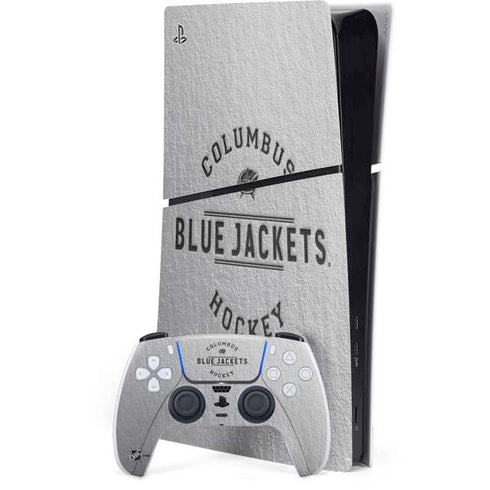 NHL Columbus Blue Jackets Black Text PS5 Slim Digital Edition Console Skin