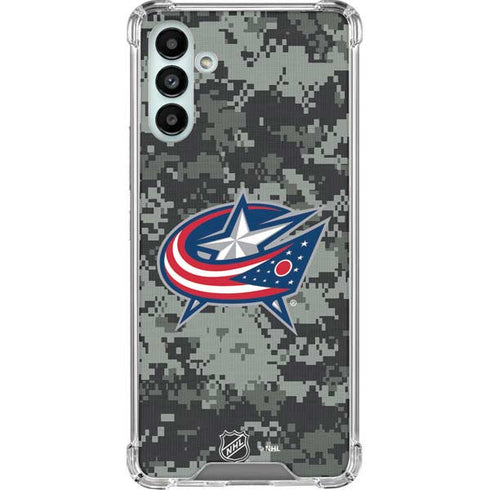 NHL Columbus Blue Jackets Camo Galaxy A13 5G Clear Case