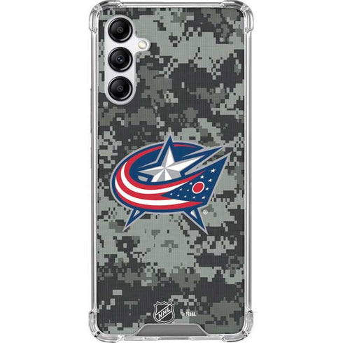 NHL Columbus Blue Jackets Camo Galaxy A14 5G Clear Case
