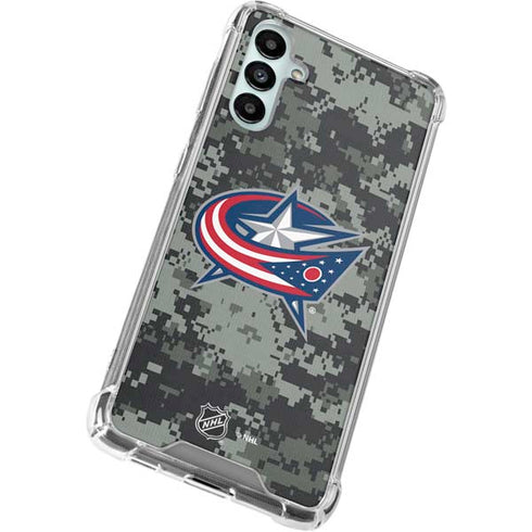 NHL Columbus Blue Jackets Camo Galaxy A14 5G Clear Case