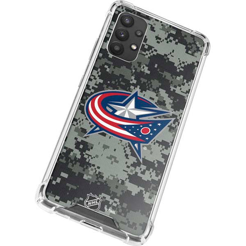 NHL Columbus Blue Jackets Camo Galaxy A32 5G Clear Case