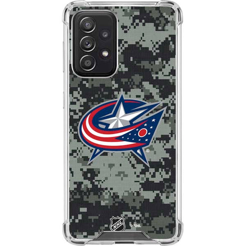 NHL Columbus Blue Jackets Camo Galaxy A52 5G Clear Case