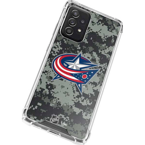 NHL Columbus Blue Jackets Camo Galaxy A52 5G Clear Case