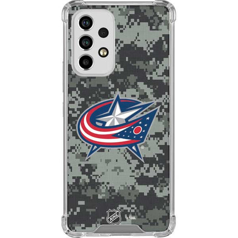 NHL Columbus Blue Jackets Camo Galaxy A53 5G Clear Case