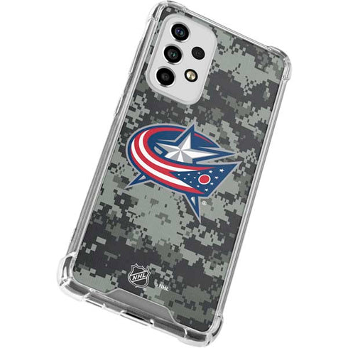 NHL Columbus Blue Jackets Camo Galaxy A53 5G Clear Case