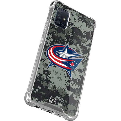 NHL Columbus Blue Jackets Camo Galaxy A71 5G Clear Case