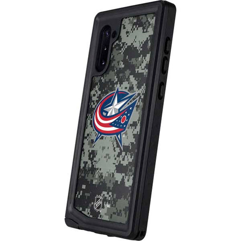 NHL Columbus Blue Jackets Camo Galaxy Note 10 Waterproof Case