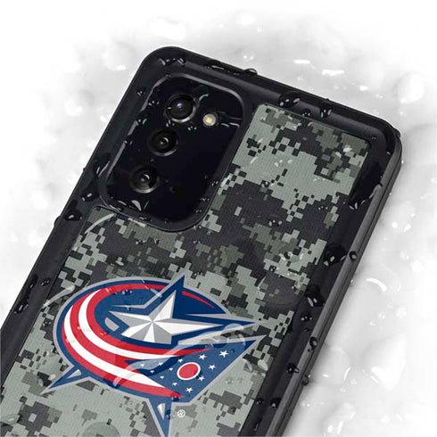 NHL Columbus Blue Jackets Camo Galaxy Note20 5G Waterproof Case