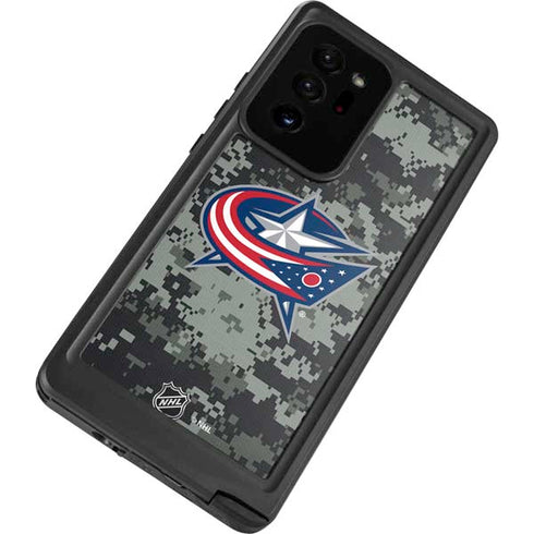 NHL Columbus Blue Jackets Camo Galaxy Note20 Ultra 5G Waterproof Case