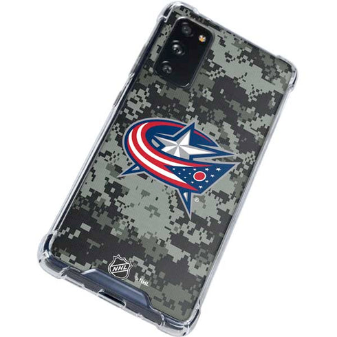 NHL Columbus Blue Jackets Camo Galaxy S20 FE Clear Case