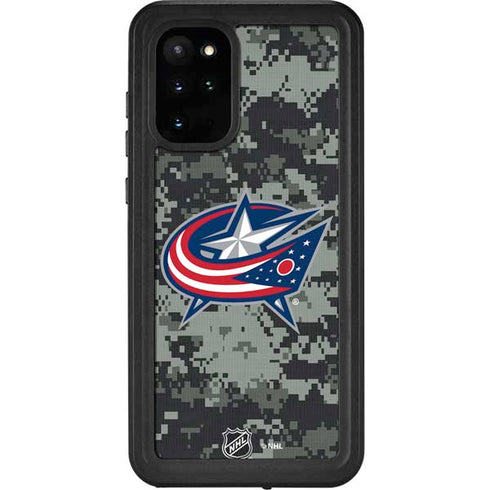 NHL Columbus Blue Jackets Camo Galaxy S20 Plus Waterproof Case