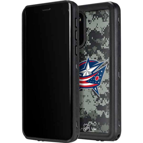 NHL Columbus Blue Jackets Camo Galaxy S20 Plus Waterproof Case