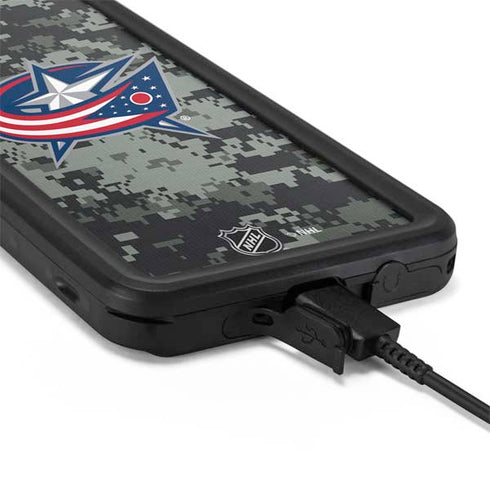 NHL Columbus Blue Jackets Camo Galaxy S20 Plus Waterproof Case