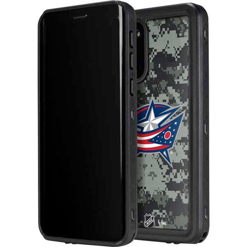 NHL Columbus Blue Jackets Camo Galaxy S20 Waterproof Case