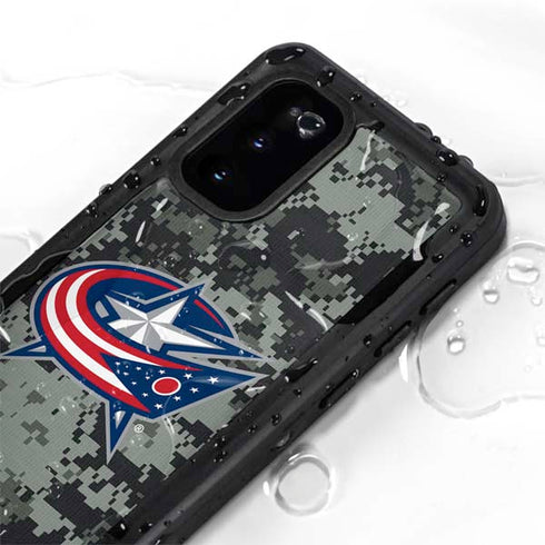 NHL Columbus Blue Jackets Camo Galaxy S20 Waterproof Case