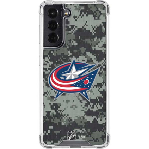 NHL Columbus Blue Jackets Camo Galaxy S22 Clear Case