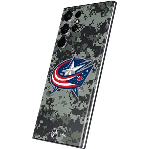 NHL Columbus Blue Jackets Camo Galaxy S22 Ultra Skin