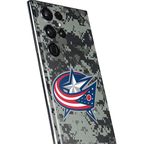 NHL Columbus Blue Jackets Camo Galaxy S22 Ultra Skin