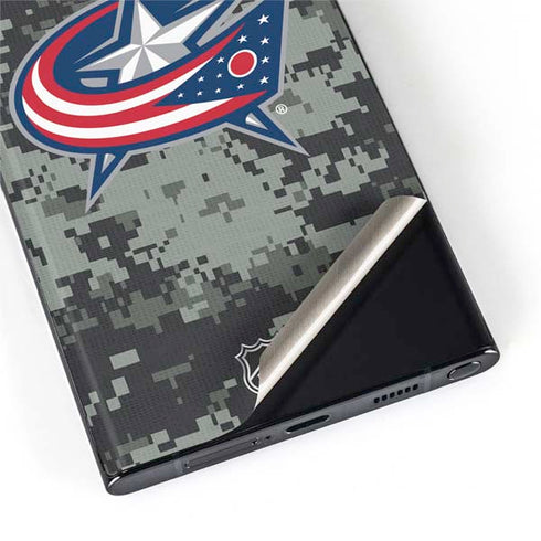 NHL Columbus Blue Jackets Camo Galaxy S22 Ultra Skin