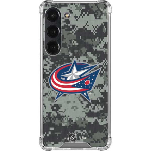 NHL Columbus Blue Jackets Camo Galaxy S23 Clear Case