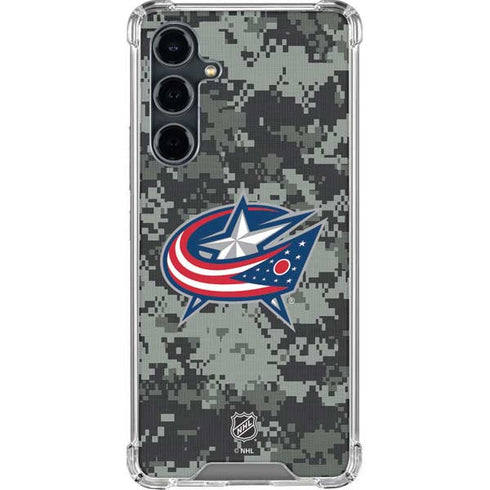 NHL Columbus Blue Jackets Camo Galaxy S23 FE Clear Case