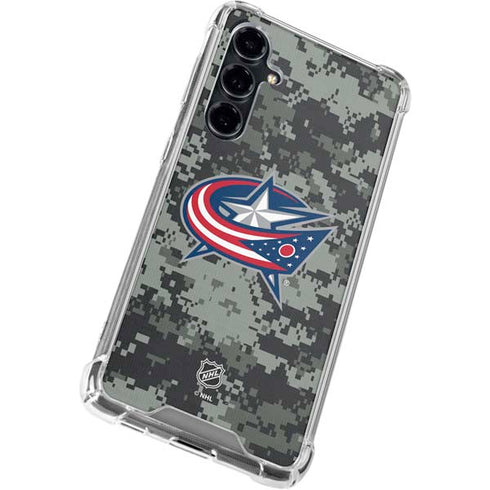 NHL Columbus Blue Jackets Camo Galaxy S23 FE Clear Case