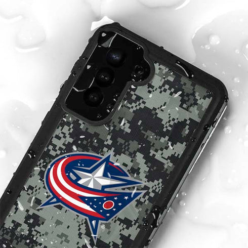 NHL Columbus Blue Jackets Camo Galaxy S23 Plus Waterproof Case