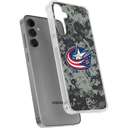 NHL Columbus Blue Jackets Camo Galaxy S24 Plus Clear Case