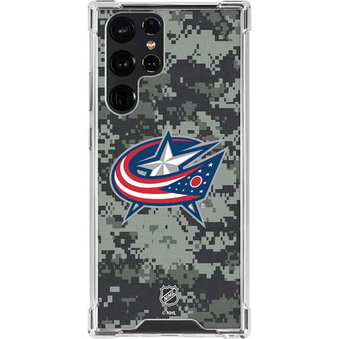 NHL Columbus Blue Jackets Camo Galaxy S24 Ultra Clear Case