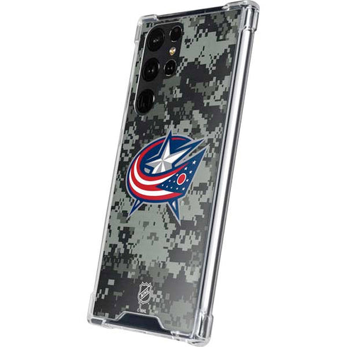 NHL Columbus Blue Jackets Camo Galaxy S24 Ultra Clear Case