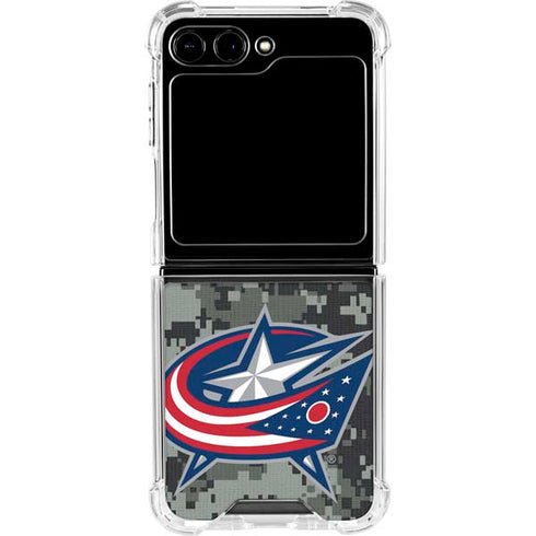 NHL Columbus Blue Jackets Camo Galaxy Z Flip5 5G Clear Case