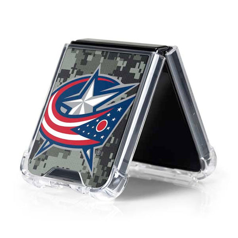 NHL Columbus Blue Jackets Camo Galaxy Z Flip5 5G Clear Case