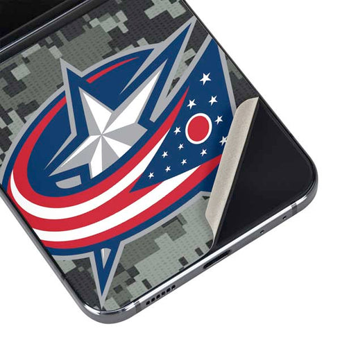 NHL Columbus Blue Jackets Camo Galaxy Z Flip5 5G Skin