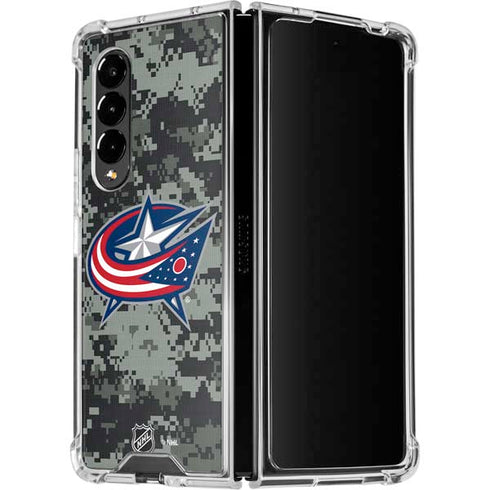 NHL Columbus Blue Jackets Camo Galaxy Z Fold4 5G Clear Case