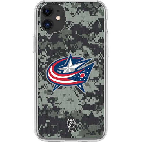 NHL Columbus Blue Jackets Camo iPhone 11 Clear Case