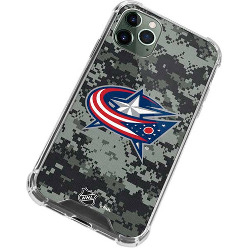 NHL Columbus Blue Jackets Camo iPhone 11 Pro Max Clear Case
