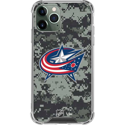 NHL Columbus Blue Jackets Camo iPhone 12 Pro Clear Case