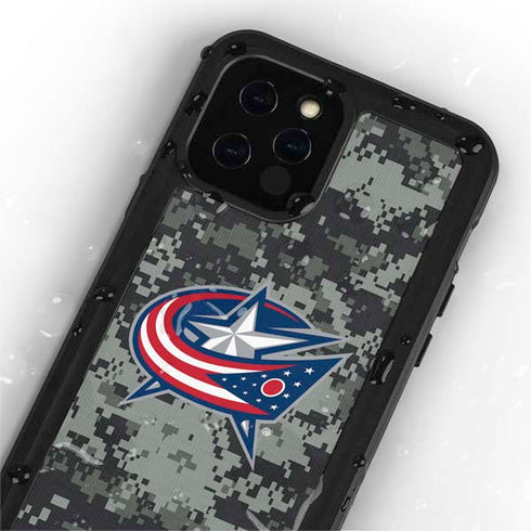 NHL Columbus Blue Jackets Camo iPhone 12 Pro Waterproof Case