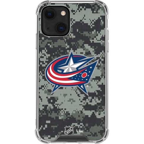 NHL Columbus Blue Jackets Camo iPhone 14 Plus Clear Case