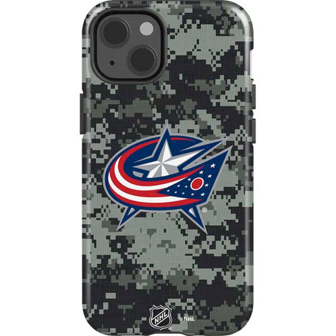 NHL Columbus Blue Jackets Camo iPhone 15 Impact Case