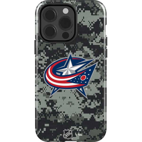 NHL Columbus Blue Jackets Camo iPhone 15 Pro Impact Case