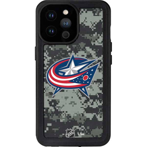 NHL Columbus Blue Jackets Camo iPhone 14 Pro Max Waterproof Case