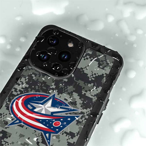 NHL Columbus Blue Jackets Camo iPhone 14 Pro Max Waterproof Case