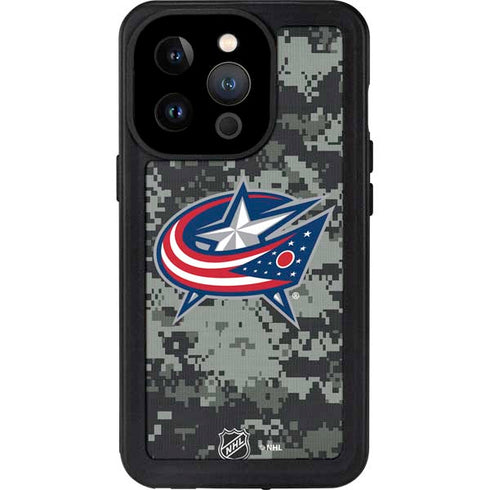 NHL Columbus Blue Jackets Camo iPhone 14 Pro Waterproof Case