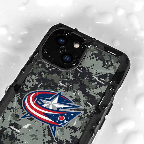 NHL Columbus Blue Jackets Camo iPhone 15 Plus Waterproof Case