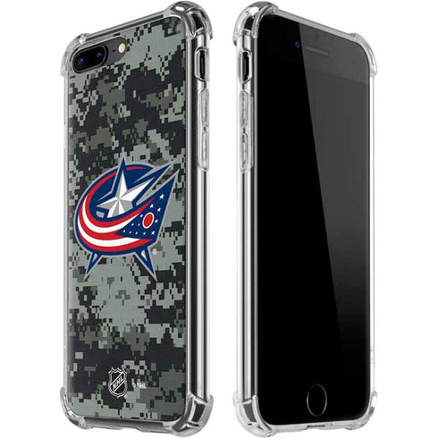 NHL Columbus Blue Jackets Camo iPhone 7/8 Plus Clear Case