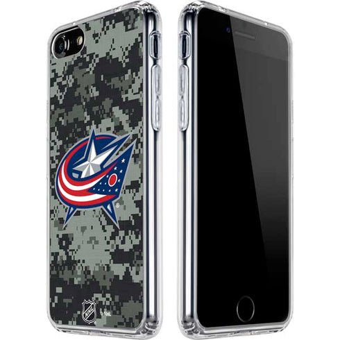 NHL Columbus Blue Jackets Camo iPhone SE (2nd & 3rd Gen) Clear Case