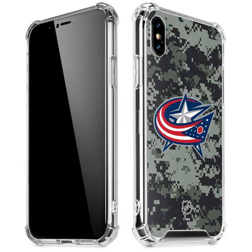 NHL Columbus Blue Jackets Camo iPhone XS Max Clear Case